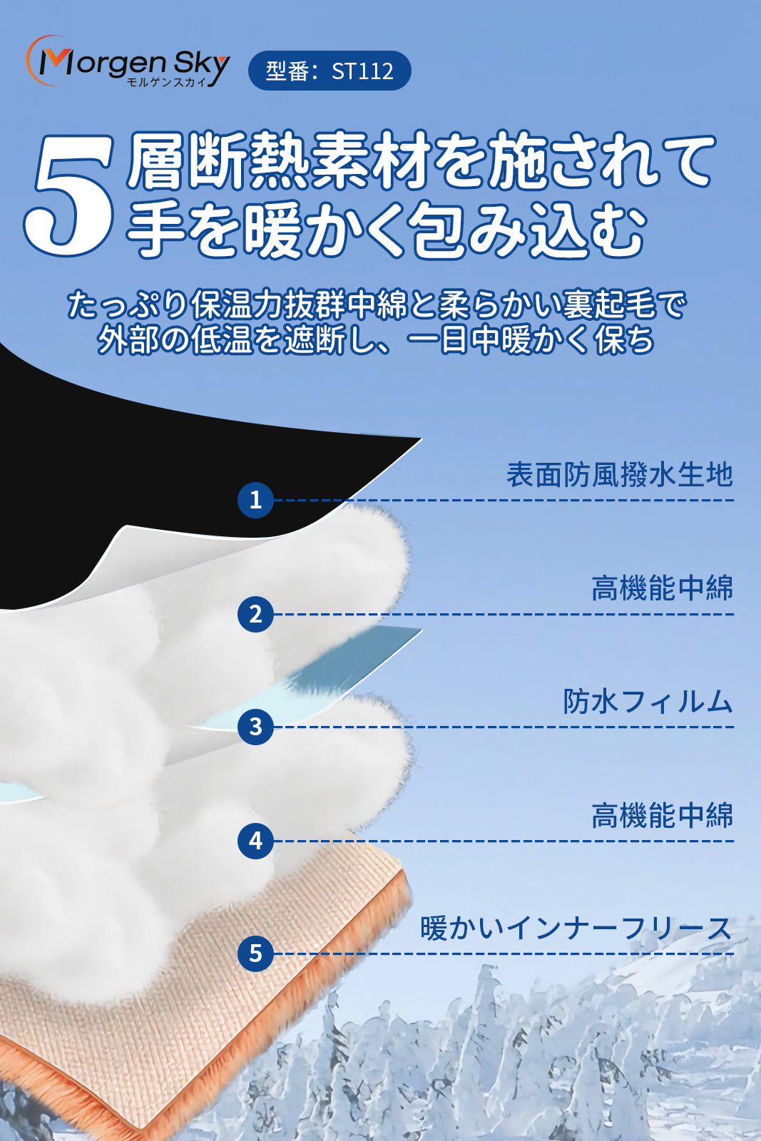 #ST112 スキーグローブ 子供 ミトン スノーボード 防寒手袋 手袋 キッズ スノー手袋