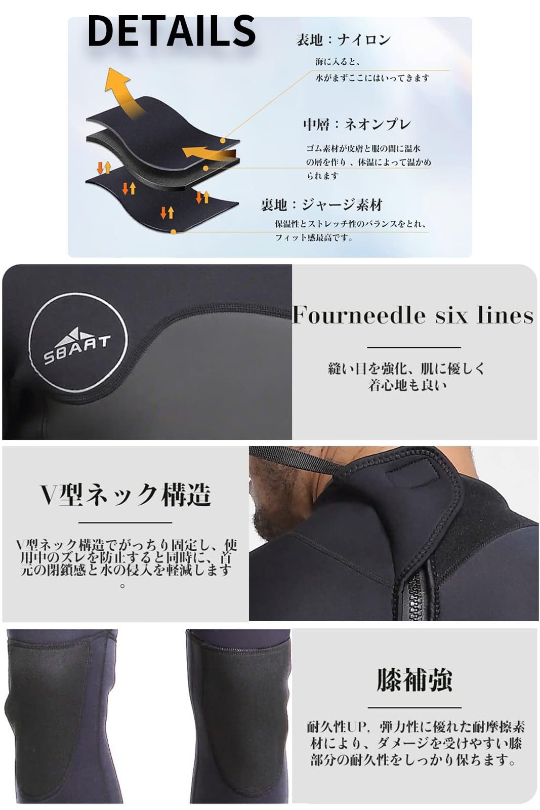 #1164 フルスーツ メンズ 5mm 裏ジャージ